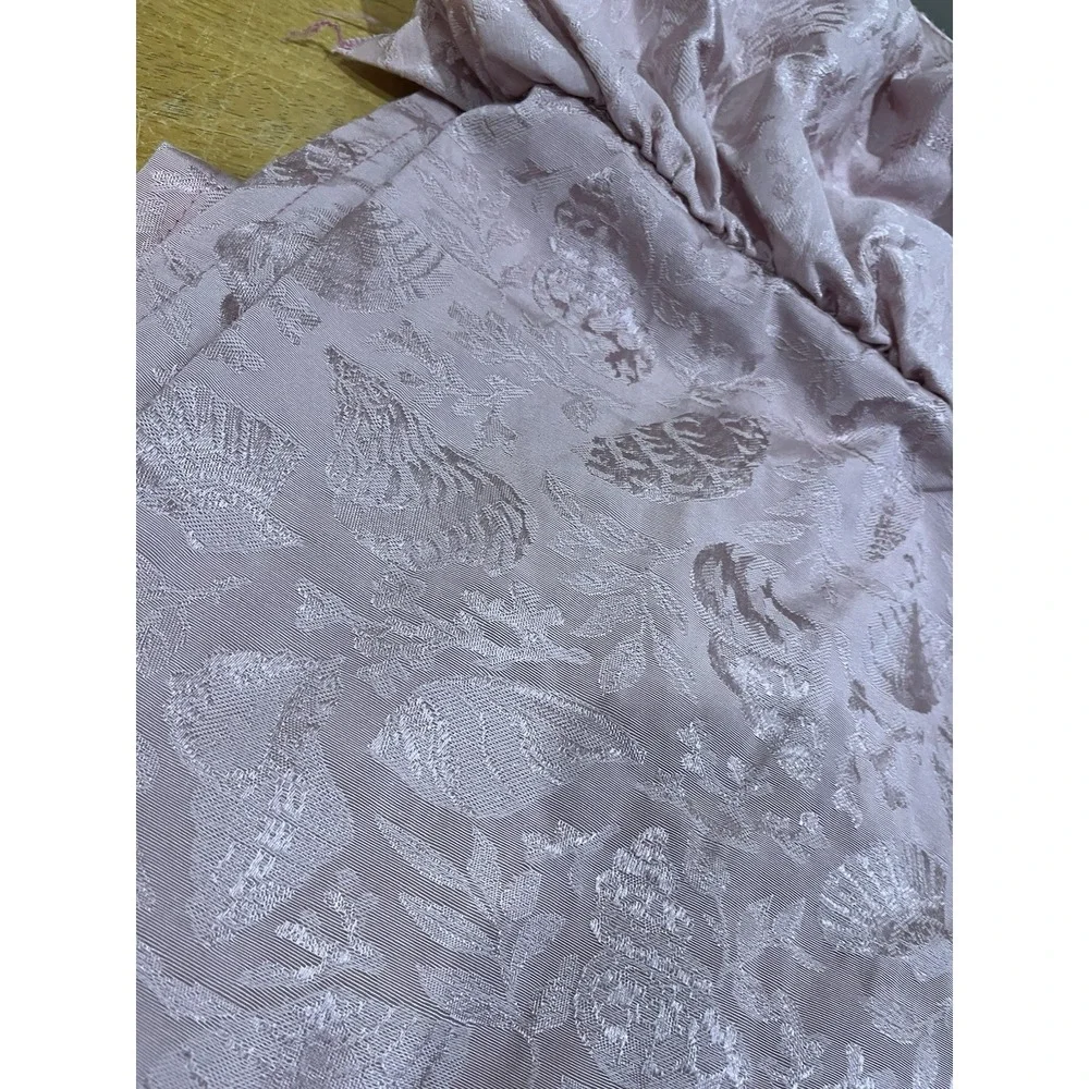 Vtg Springs Rose Pink Embossed‎ Shells Shower Curtain Ruffled Valance 70x72